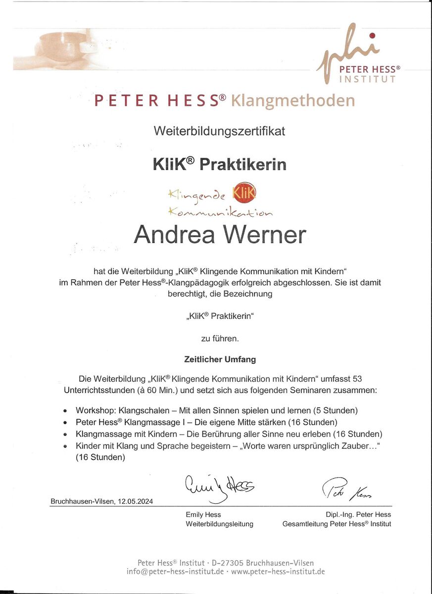 Zertifikat KliK®-Praktikerin